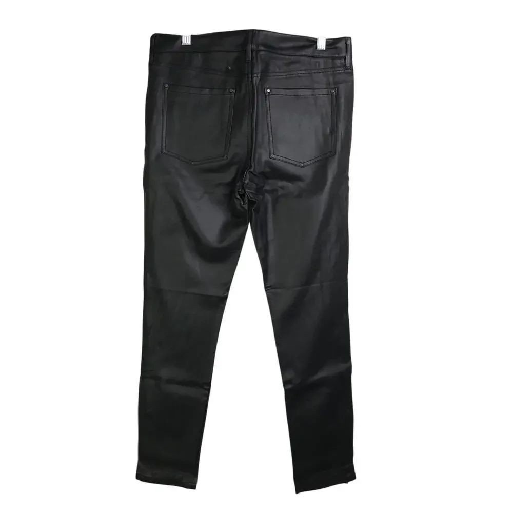 Club Monaco Leather Pants Womens Size 30 Black Joy 5‎ Pocket Ankle Zip Ankle NWT